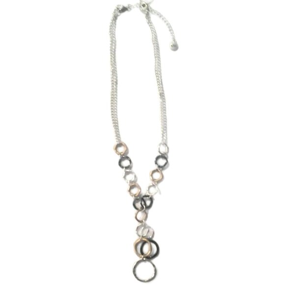 Alfani Tri-Tone Circle Shaky Frontal 17" Necklace NWOT - Picture 2 of 2